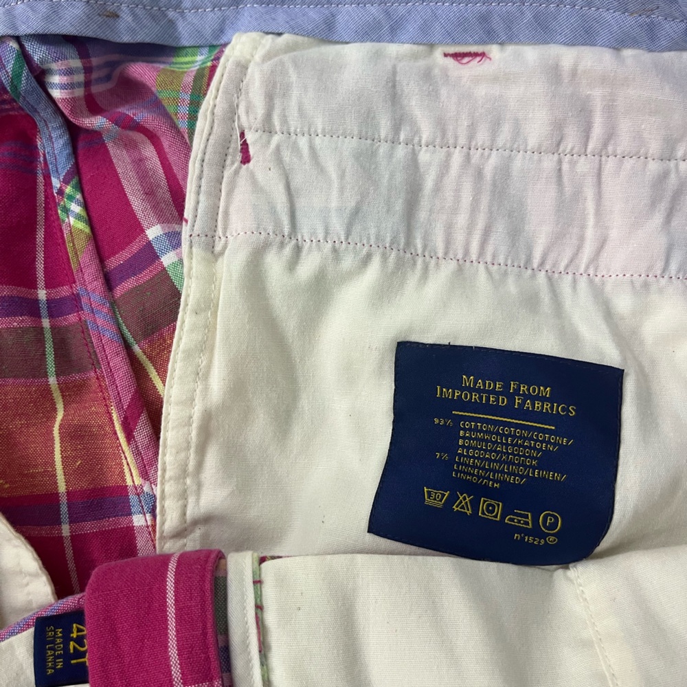 Polo Ralph Lauren Cotton/Linen Blend Indian Madras Flat Front Shorts Size 42 T - Picture 7 of 9